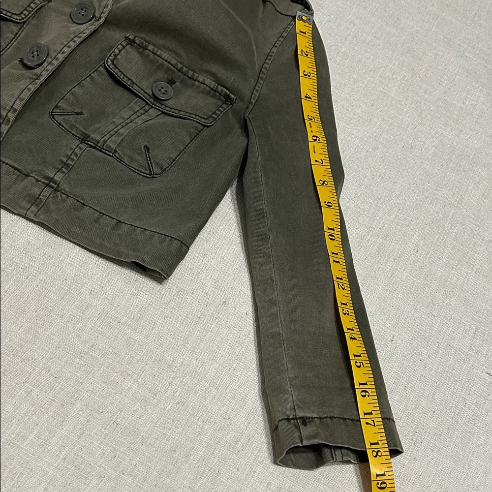Heihei Anthropologie Jacket Women's 2 Olive Green Utility Cropped Military Style - Picture 14 of 15
